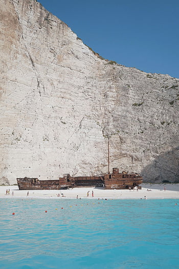 navagio strand, Zakynthos, Grækenland, skibbrud, Klar blåt farvande, tårnhøje klipper, strand, skibsvrag strand, Berømt skibsvrag, fantastisk udsigt, hvide klipper