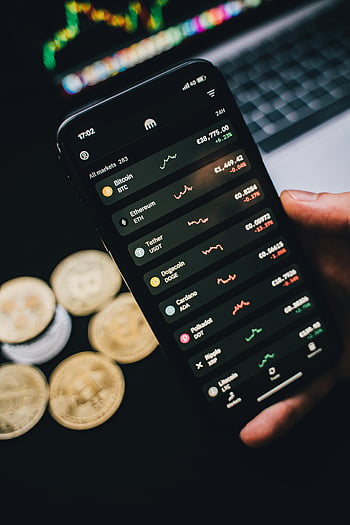 smartphone, cryptocurrency, tendenser, mønter, Bitcoin, ethereum, tøjr, dogecoin, Cardano, Polka prik, krusning
