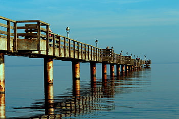 pier, beach, nature, travel, destination, exploration, sea, ocean, outdoors, lubmin, recreation
