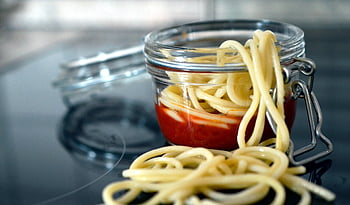 spaghetti, cucinare, cucina, barattolo di muratore, piano cottura in vetroceramica, italiano, pasto, cibo, carboidrati, pranzare, nutrimento