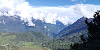 grassland, plateau, mountains, mountain Range, nature, landscape, clouds, fields, plains