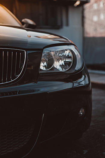 černé auto, světlomet, luxusní auto, Elegantní světlomety, Lesklý nárazník, moderní auto, detail, automobilového designu, detaily vozu, přední části vozidla, fotografování automobilů