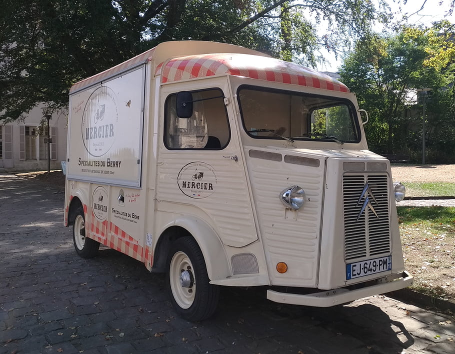 citroen, typ, h, 1969, bourges, vinobraní, kamionu, dodávka, vozidlo, klasický, francouzština