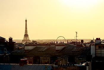 Paris, la nature, toit, tour Eiffel, Urbain, architecture, le coucher du soleil, France, ciel, célèbre, Capitale