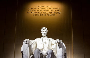 abraham lincoln socha, Lincolnův památník, Osvětlená socha, Rytá citace, Washington DC., Abraham Lincoln, pamětní socha, historická památka, slavný orientační bod, americká historie, národní památka