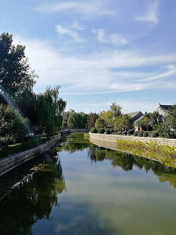moat, chinese Style Architecture, park, channel