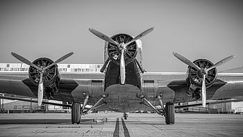 vintage aircraft, three propellers, classic aviation, black and white photo, gray airplane, retro plane, propeller plane, historical aircraft, aviation engineering, monochrome image, classic plane