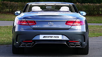 Grey Mercedes-Benz, Convertible, AMG S63, luxury car, rear view, Hertfordshire, Mercedes-Benz AMG, convertible car, stunning view, exhaust pipes, sports car