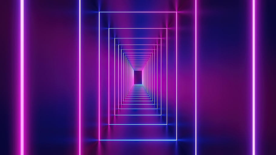 klub, koridor, neonová světla, Pozadí, futuristický design, Zářící chodba, sál, Vzhled interiéru, etapa, studio, design