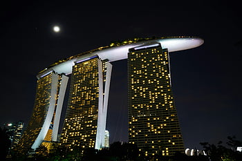 Marina Bay Sands, Singapore, night view, illuminated, modern architecture, city lights, skyscrapers, urban skyline, travel destination, luxury hotel, iconic landmark