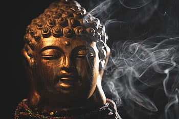 buddha, buddha Purnima, smoke, incense Sticks, faith, gold, statue, buddhism, meditation, mood