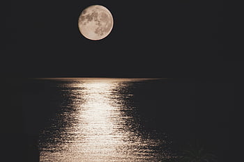 Nacht-, Mond, Meer, Himmel, Natur, Reflexion, Licht, Nachthimmel, Landschaft