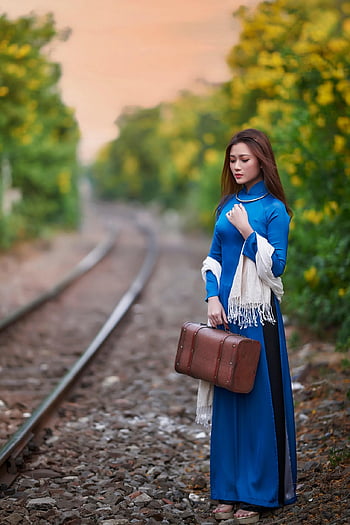 žena, Modelka, asijský, móda, styl, šaty, kabelka, Mladá žena, ženský, asijské ženy, modelování
