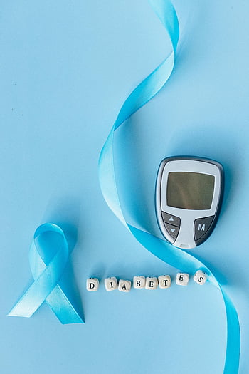 Kesadaran diabetes, meteran glukosa darah, pita biru, berbaring datar, kesehatan, alat medis, tingkat gula, simbol diabetes, Pita Kesadaran, Manajemen Diabetes