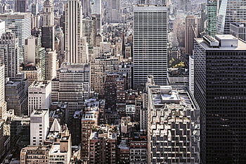 New York City, Wolkenkratzer, Luftaufnahme, Stadtbild, vielfältige Architektur, Betonbauten, städtische Skyline, ikonische Gebäude, Hoch hinausragende Gebäude, Ballungsraum, moderne Architektur