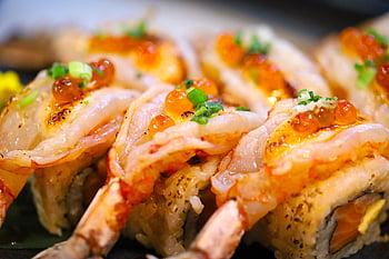 sushi, krevety, jídlo, kuchyně, sashimi, rýže, Ryba, japonský, plody moře, drsný, Příroda