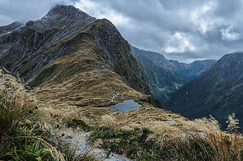 hory, skály, stezka, rybník, tráva, zvuk milford, Nový Zéland, divoký, turistika, Příroda, Studený