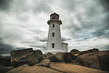 krajina, maják, pobřeží, pobřežní čára, kameny, skály, věž, navigace, Zátoka St Margarets Bay, zátoka peggys, Maják Peggys Point