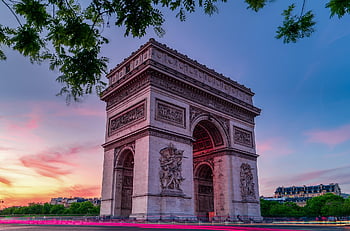 arc De Triomphe, monument, paris, landmark, architecture, triumphal Arch, nature, city, urban, sunset, twilight