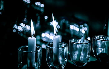 svíčky, světlo, plamen, oheň, Modrá meditace, modré světlo, Uklidňující tapety, tealights, modlitba, čajové svíčky, záře
