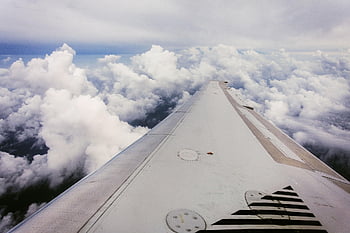 plane, wing, clouds, flight, travel, sky, flying, fly, transportation, nature, transport