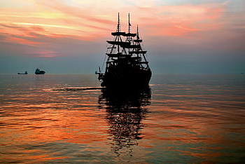 loď, moře, západ slunce, plachtění, oceán, soumrak, Příroda, večer, silueta, Thessaloniki, Řecko
