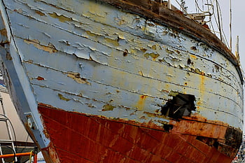 navire, trou, bateau, Port, eau, vieux, voile, aquatique, bord de mer, chantier naval, réparation