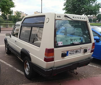 Talbot-Matra, rancho, mil novecientos ochenta y dos, coche, vendimia, Chalon sur Saone, placa, vista trasera, estacionado, al aire libre, arboles