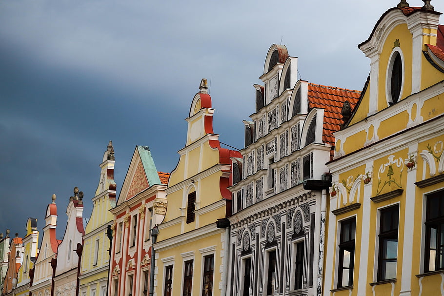 building, architecture, europe, czech Republic, telč, unesco, tourism, colorful Houses, historical, heritage, czechia