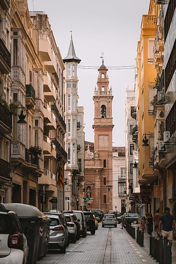 valencia, staré Město, historické architektury, okouzlující ulice, živý městský život, Street View, Evropské město, městské scény, architektonické detaily, pouliční fotografie, panoráma města