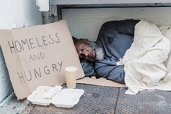 homeless man, sleeping, cardboard sign, homeless and hungry, elderly homeless, street, poverty, social issues, urban poverty, homelessness, destitution