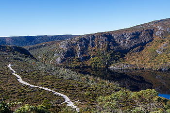 tó, nyom, pálya, bölcső hegy, természet, vadon, séta, erdő, Tasmania