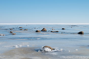water, ice, winter, sea, lake, rocks, horizon, frost, cold, snow, nature
