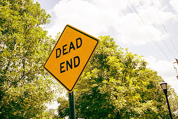 road sign driving, auto, caution, day, dead, drive, driving, empty, end, message, road